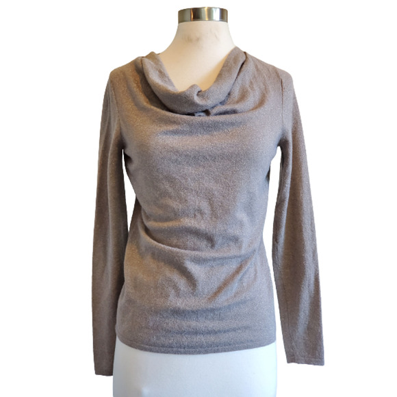 Classiques Entier Women's Beige Shimmer Long Sleeve Cowl Neck Sweater Size S - Picture 1 of 6